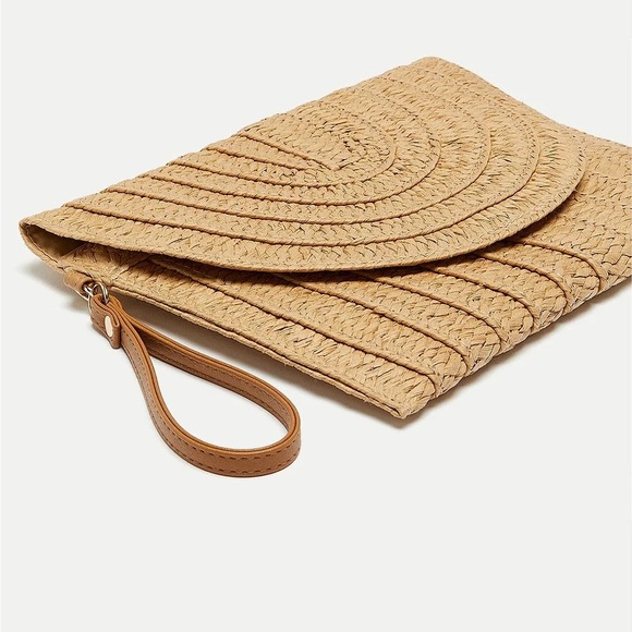Straw clutch handbag summer beach envelope purse crossbody - Picture 2 of 7